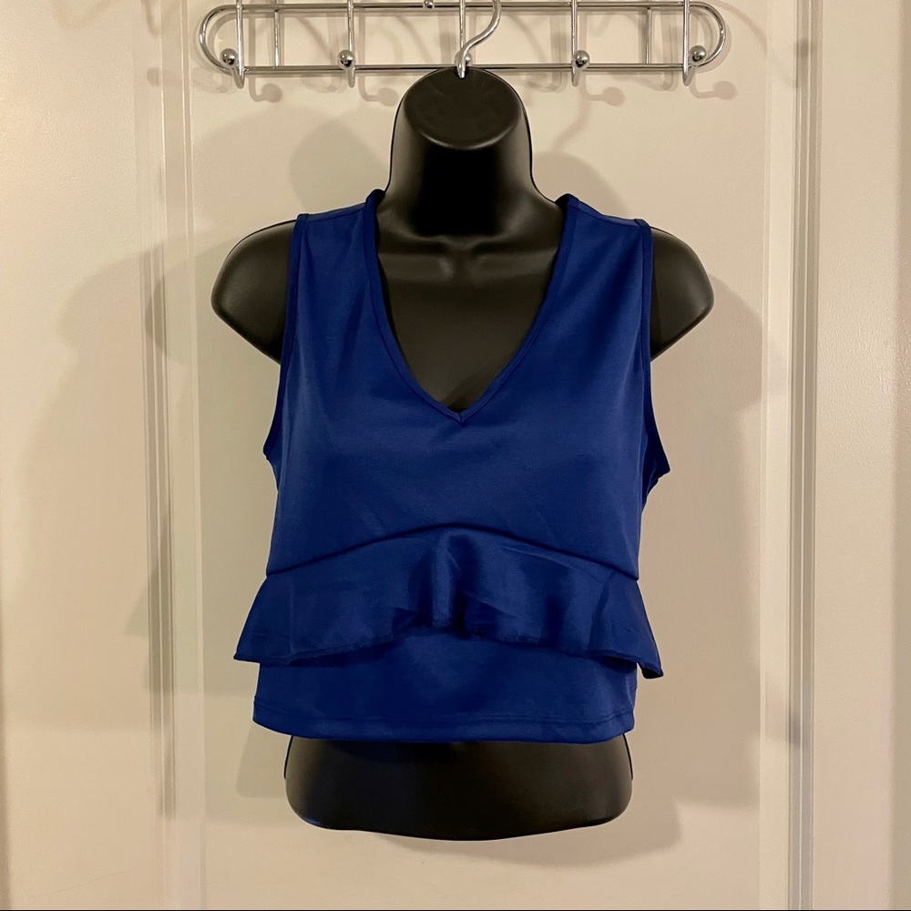 NWOT Royal Blue Ruffle Crop Top